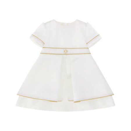 Roberto Cavalli Logo RC Dress in White, featuring gold-tone trims and the RC medallion, available at Lestyle Boutique Melbourne