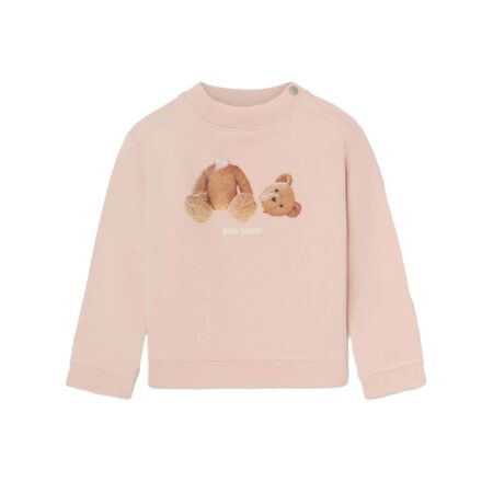 Palm Angels Kids Bear Sweatshirt in pink featuring the iconic broken bear graphic on the front, available at Lestyle Boutique Melbourne.