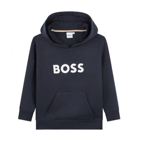 BOSS Kidswear navy hooded sweatshirt with white logo, available at Lestyle Boutique Melbourne.