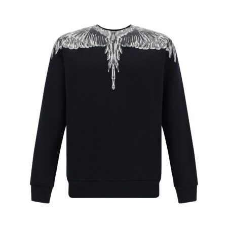 Marcelo Burlon County of Milan black sweatshirt with grey Wings print, crafted from 100% cotton, available at Lestyle Boutique Melbourne.