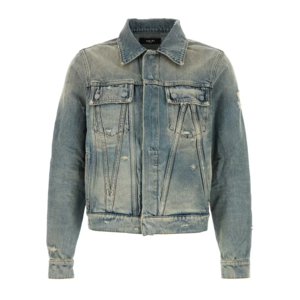 A classic blue denim jacket by AMIRI available at Lestyle Boutique Crafted from 100 cotton this jacket features a timeless design with a washed finish button up closure and chest flap pockets