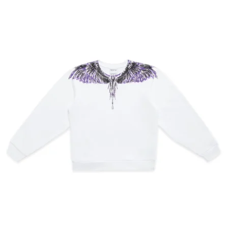 MARCELO BURLON COUNTY OF MILAN ICON WINGS SWEATSHIRT - WHITE/VIOLET PURPLE | Lestyle Boutique Melbourne