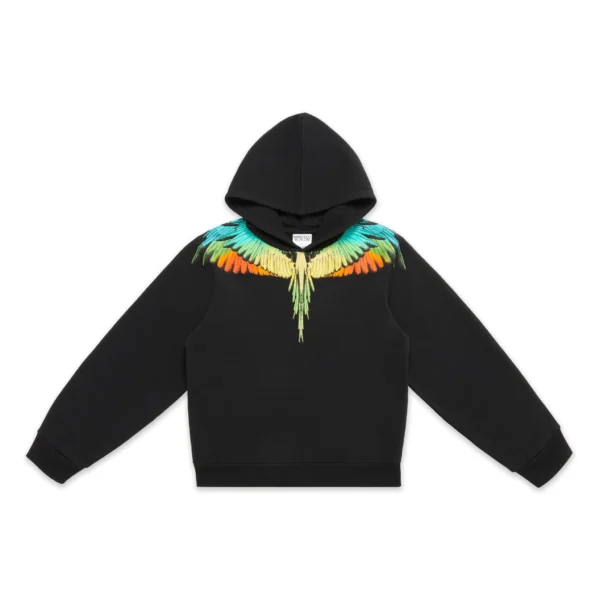 Marcelo Burlon County of Milan Kids blackmulticolour hoodie with signature Wings print Lestyle Boutique Melbourne