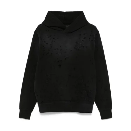 Amiri black MA Shotgun hoodie with distressed detailing, available at Lestyle Boutique Melbourne.
