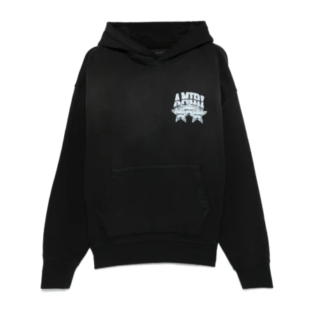 Amiri black Championship hoodie with front logo print, available at Lestyle Boutique Melbourne.