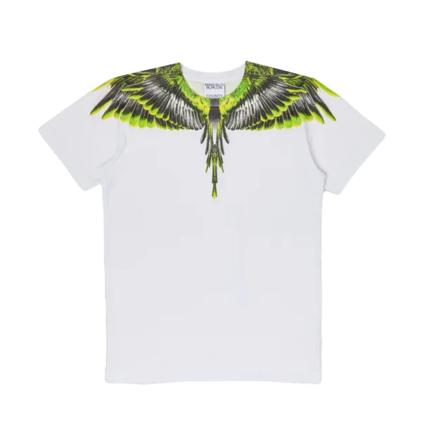 Marcelo Burlon Icon Wings T shirt in WhiteNeon Green Lestyle Boutique Melbourne