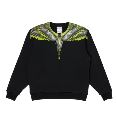 MARCELO BURLON COUNTY OF MILAN ICON WINGS SWEATSHIRT - BLACK/GREEN | Lestyle Boutique Melbourne