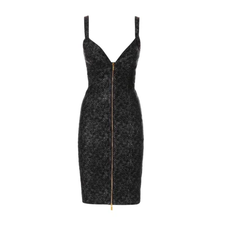 Just Cavalli Midi Denim Python Dress in Indigo with a fitted design and gold-tone zipper detail, available at Lestyle Boutique.