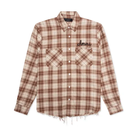 Amiri shotgun flannel in chocolate available at Lestyle Boutique Melbourne.