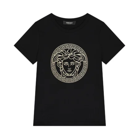 VERSACE BLACK MEDUSA T-SHIRT WITH GOLD FOIL MEDUSA LOGO, AVAILABLE AT LESTYLE BOUTIQUE MELBOURNE.