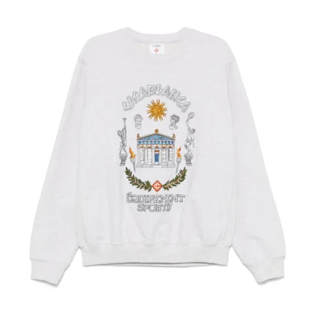 Casablanca Le Temple Du Sport Sweatshirt in Ash Grey, featuring a bold graphic print and relaxed fit, available at Lestyle Boutique.