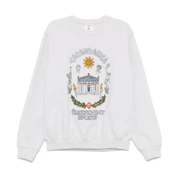 Casablanca Le Temple Du Sport Sweatshirt in Ash Grey featuring a bold graphic print and relaxed fit available at Lestyle Boutique