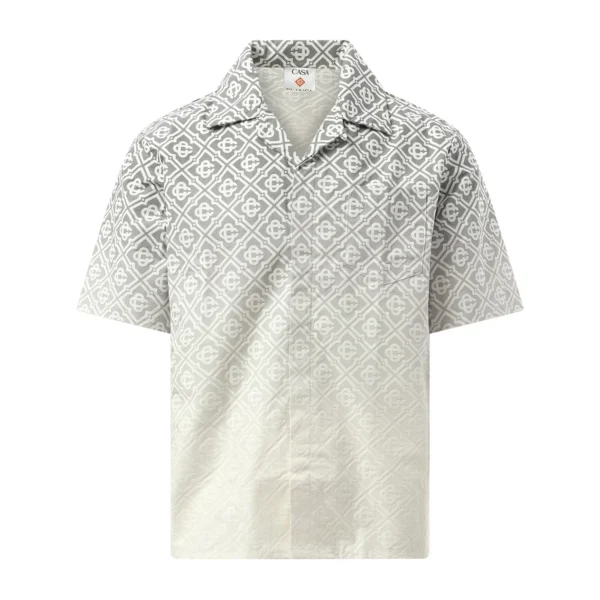 Casablanca Short Sleeve Cuban Collar Shirt in Grey featuring a gradient print and premium cotton construction available at Lestyle Boutique