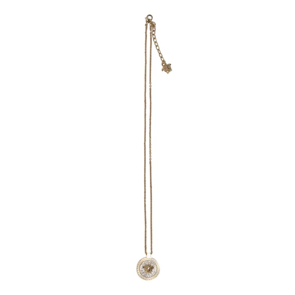 Versace Gold Palladium Medusa Pendant Necklace with an adjustable chain and Medusa embossed pendant available at Lestyle Boutique