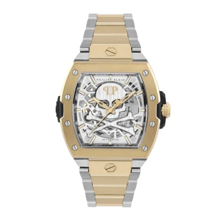 Philipp Plein $keleton 2.0 men's automatic watch in silver and gold with skeleton dial and 44mm case, available at Lestyle Boutique at 136 Little Collins Street, Melbourne.